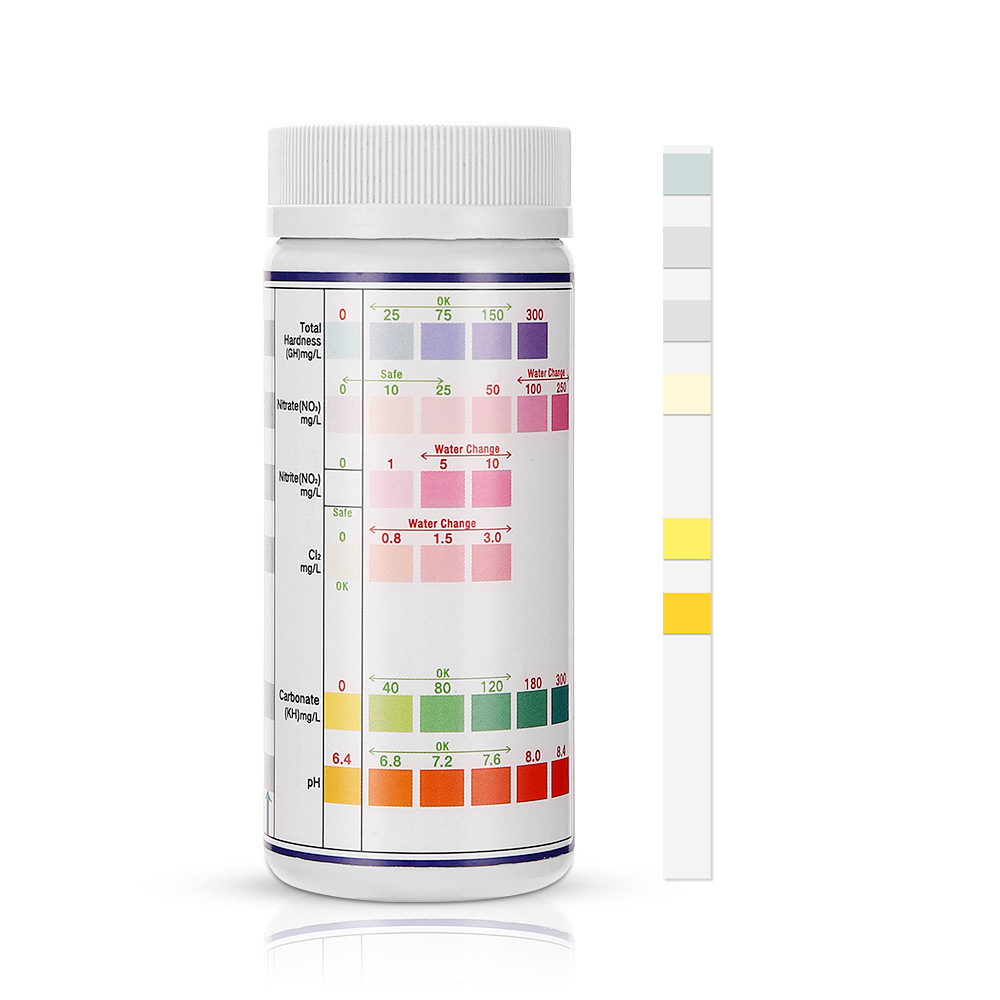 Marine Aquarium Test Kit - แถบวัดคุณภาพน้ำ6-in-1สำหรับตู้ปลาแผ่นทดสอบแอมโมเนียไนโตรเจนไนไตรท์ความแข็งค่า pH แบบมัลติฟังก์ชั่น