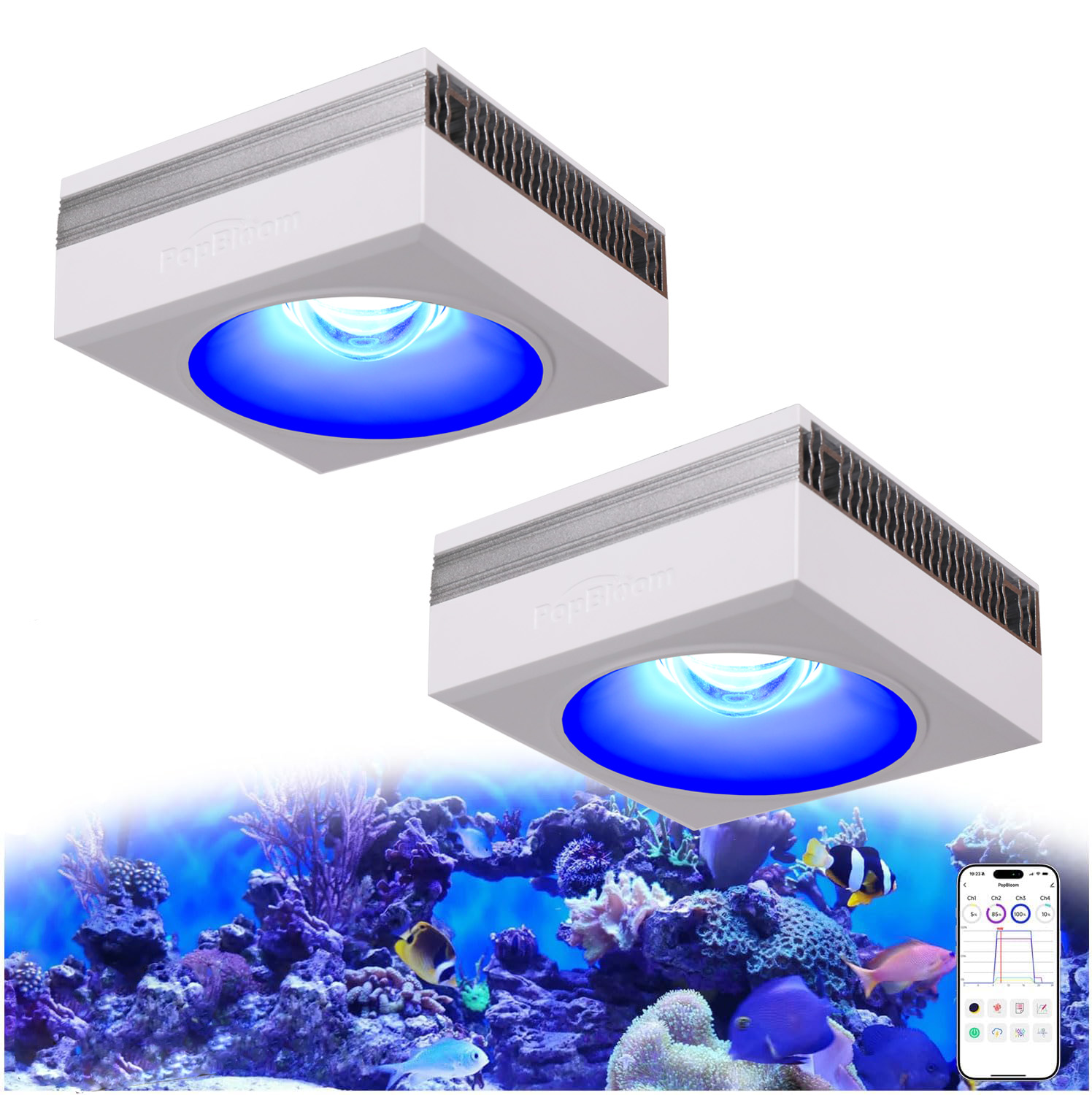 Marine X Aquarium - ไฟ LED สำหรับตู้ปลา PopBloom RL90 WiFi