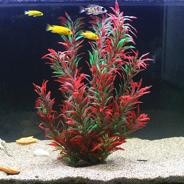 Aquarium Marine Fish - 50 ซม.ถังปลาประดิษฐ์พืชหายากAquariumปลอมไม้ไผ่น้ําหญ้าพลาสติกสีม่วงสีเขียวหญ้าน้ําภูมิทัศน์Decor